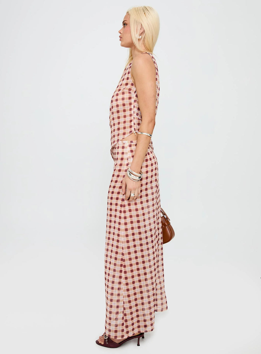 Surina Skirt Peach Check